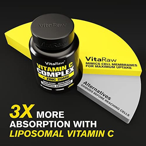 ???????????? - ?? ???????? Vitamin C Supplement - 1600mg with Zinc 50mg - Highest Absorption - Vitamin C Immune Support Complex - Vitamin C Capsules & Zinc Vitamins for Adults - VIT C Immune Booster