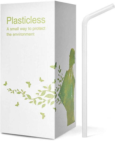 200 Count 100% Plant-Based Compostable Straws - Plasticless Biodegradable Flexible Drinking Straws - A Fantastic Eco Friendly Alternative to Plastic Straws