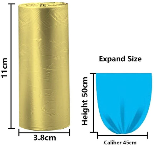 5 Rolls Small Trash Garbage Bags, 4 Gallon Strong Thin Material Disposable Kitchen Garbage Bags, Durable Plastic Trash Bags for Office Home Bedroom Garden Waste Bin, 100 Counts (Golden)