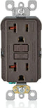 Leviton GFNT2 Self-Test SmartlockPro Slim GFCI Non-Tamper-Resistant Receptacle with LED Indicator, Wallplate Included, 20-Amp, Brown