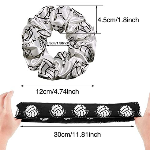 12 Pieces Volleyball Sport Hair Scrunchies Volleyball Sport Hair Ties Silk Satin Elastic Scrunchies Hair Bands Ponytail Holders for Players Teams Gifts (Black, White)