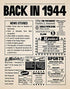 8x10 1944 Birthday Gift // Back in 1944 Newspaper Poster // 79th Birthday Gift // 79th Party Decoration // 79th Birthday Sign // Born in 1944 Print (8x10, Newspaper, 1944)