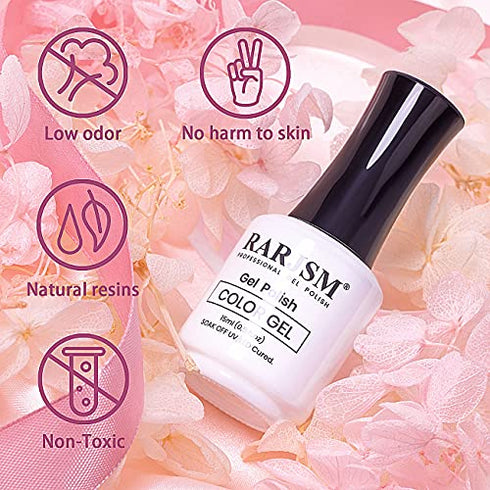 RARJSM Milky Pink Gel Nail Polish LED UV Gel Soak Off Transparent Nude Pink Nail Gel Polish Varnish Nail Art Color 15ML Single Bottle for DIY Home French Manicure