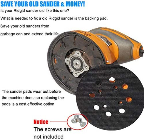 5" Hook and Loop Sander Pad for Ridgid R2600, R2601 Random Orbit Sanders - Replacement for Pad Part Number 300527002 - with Extra Hard Backing