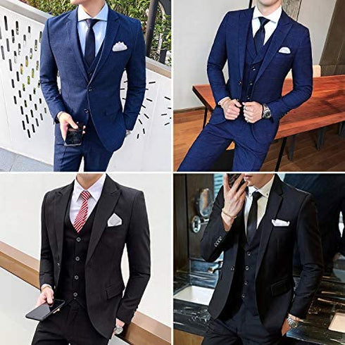 10 PCS Pocket Squares, Suit Silk Handkerchief For Men & Boys (White)