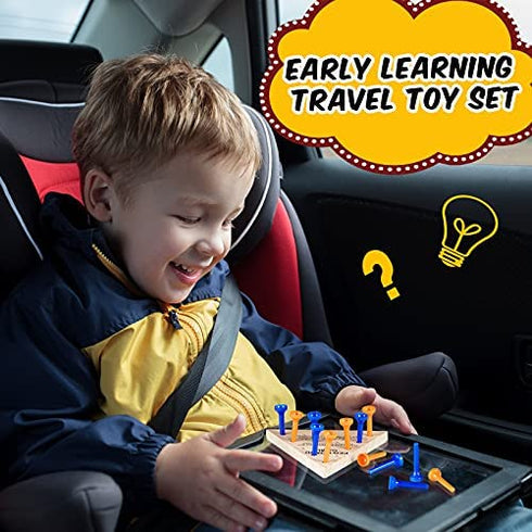 6 Packs Wooden Triangle Peg Games Triangle Wooden Board Game Family Board Game Wooden Strategy Toy Travel Games for Teens People Funny Learning Puzzles