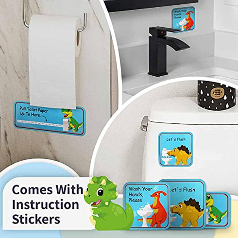 Potty-Training-Chart-with-35 Reusable Magnetic-Stickers. A Dinosaur Potty Chart That Reward Toddlers – Motivational Toilet Potty Training Stickers Chart for Boys & Girls (Dinosaurs)