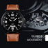 cofuo Mens Fashion Dress Analog Quartz Watch with Brown Leather Band Unique Big Face Number Retro Casual Wrist Watches Classic Business Waterproof Wristwatch Calendar Date Week - Black Brown