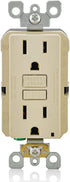 Leviton GFNT1-I Self-Test SmartlockPro Slim GFCI Non-Tamper-Resistant Receptacle with LED Indicator, Wallplate Included, 15-Amp, Ivory