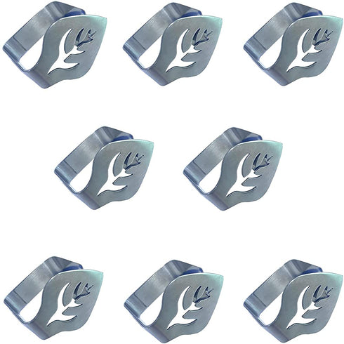 MIAO JIN 8 Pcs Stainless Steel Tablecloth Clips Leaf Shape Adjustable Cloth Clip Tablecloth Clamp Holder Table Cover Clamps for Home Wedding Party Picnic