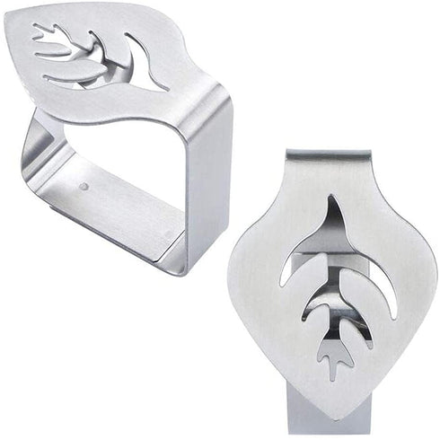 MIAO JIN 8 Pcs Stainless Steel Tablecloth Clips Leaf Shape Adjustable Cloth Clip Tablecloth Clamp Holder Table Cover Clamps for Home Wedding Party Picnic