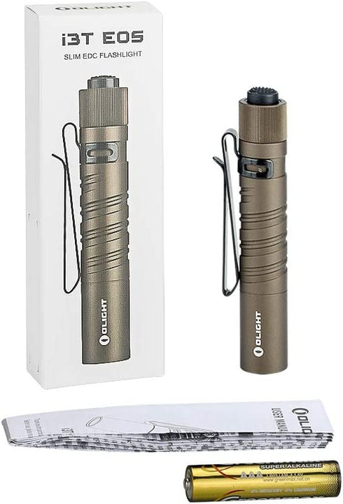OLIGHT I3T EOS 180 Lumens Dual-Output Slim EDC Flashlight for Camping and Hiking, Tail Switch Flashlight with AAA Battery