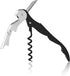 True TrueTap Soft Touch Black Double Hinged Waiters Corkscrew, Stainless Steel Wine Key with Foil Cutter
