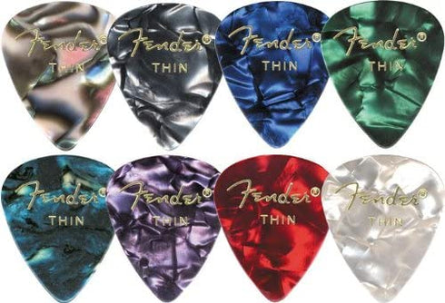 Fender Premium Celluloid Guitar Picks 351 Shape, Red Moto, Medium, 12-Pack