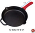 Victoria Silicone Cast Iron Handle Cover. For 10 to 12 inch Skillets, Large, Red
