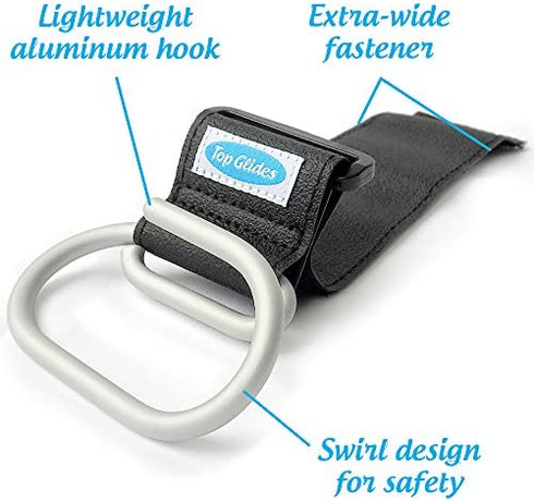 Top Glides Jumbo Swirly Hook for Strollers/Walkers, Silver/Black (Silver)