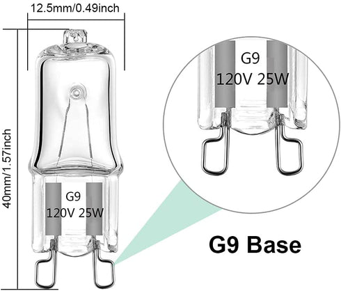 G9 Halogen Light Bulb 25W for Whirlpool Microwave Oven, Whirlpool Over The Stove Range Microwave, Replace W10709921 (4 Pack)