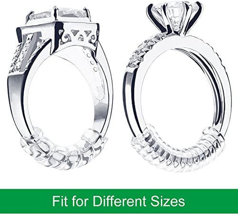 Anpro 15 Pack Ring Size Adjuster- with 3 Sizes Clear Ring Sizer Resizer Fit for Loose Rings-Spiral Silicone Tightener Set with Polishing Cloth(Please See The Below Picture for The Steps)