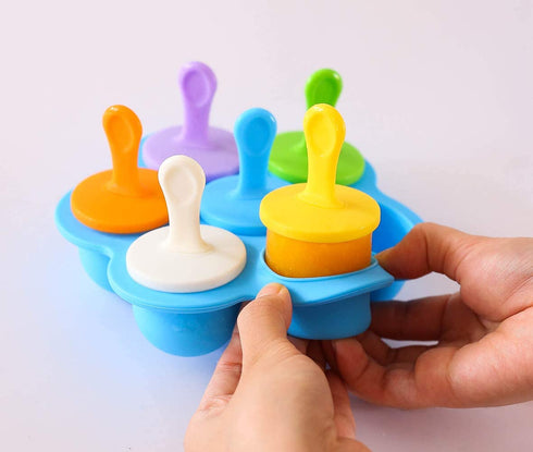 Silicone Popsicle Molds, Ice Pop Molds, Storage Container for Homemade Food, Kids Ice Cream DIY Pop Molds - BPA Free (Blue)