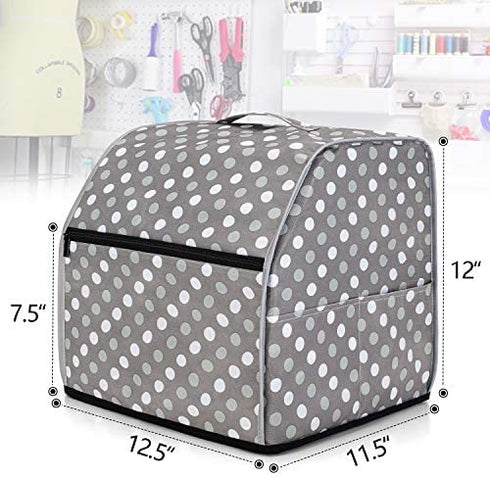 Luxja Serger Machine Cover with Storage Pockets, Serger Cover for Most Standard Sergers, Overlock Machine Cover (Compatible with Singer and Brother Serger Machine), Gray Dots