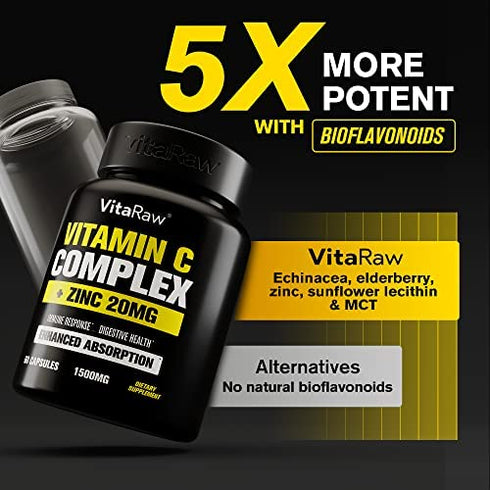 ???????????? - ?? ???????? Vitamin C Supplement - 1600mg with Zinc 50mg - Highest Absorption - Vitamin C Immune Support Complex - Vitamin C Capsules & Zinc Vitamins for Adults - VIT C Immune Booster