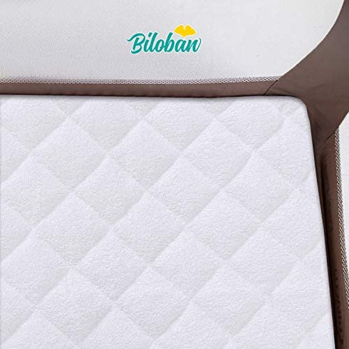 Pack N Play Playard Mattress Pad Cover for Pack and Play Mattress, Premium Bamboo Terry Surface, Smooth & Soft Mattress Covers for Mini / Portable Crib Mattress, White