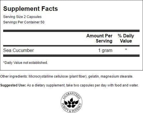 Swanson Sea Cucumber - Natural Supplement Promoting Joint Health & Mobility Support - Supports Cartilage Protection & Connective Tissue Health - (100 Capsules, 500mg Each)