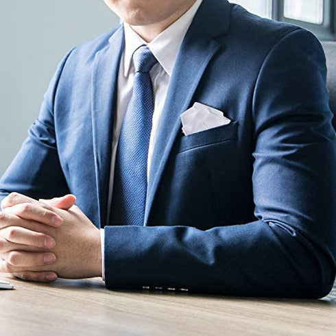 10 PCS Pocket Squares, Suit Silk Handkerchief For Men & Boys (White)