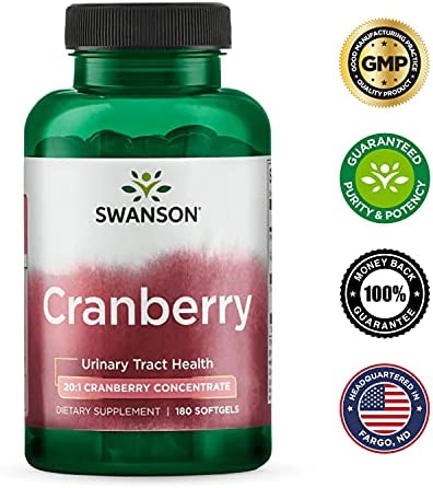 Swanson Cranberry - Supports Urinary Tract Health, Bladder Control, and Promotes Healthy Kidney Function - Cranberry Supplement Made with 20:1 Cranberry Juice Concentrate - (180 Softgels)