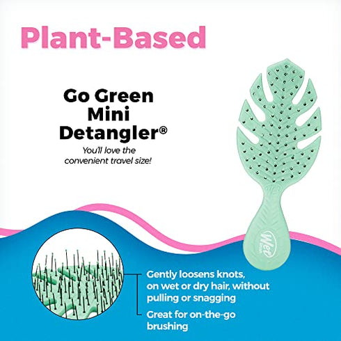 Wet Brush Go Green Mini Detangler, Green - Detangling Travel Hair Brush - Ultra-Soft IntelliFlex Bristles Glide Through Tangles & Gently Loosens Knots While Minimizing Pain, Split Ends & Breakage