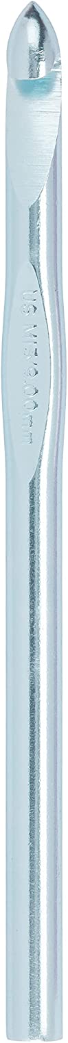 Susan Bates 5-1/2-Inch Silvalume Aluminum Crochet Hook, 9mm, Blue