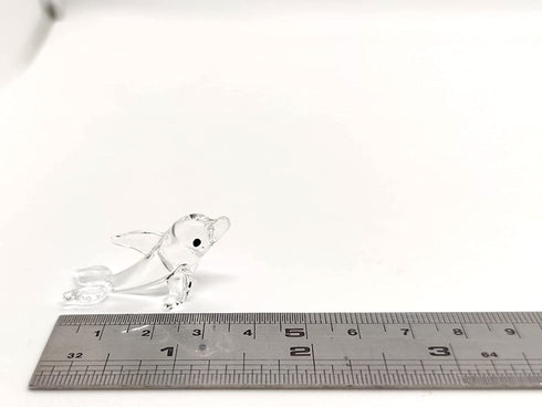 Sansukjai Rare Dolphin Tiny Micro Crystal Figurines Hand Blown Clear Glass Art Sea Animals Collectible Gift Home Decor (N)