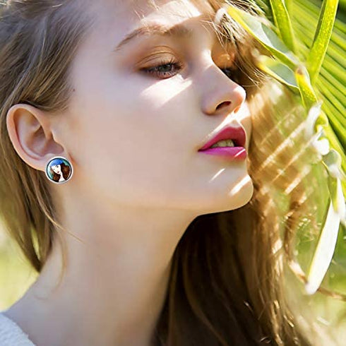 Aylifu Earring Cabochon Settings,Include 40pcs 12mm Stud Earring Cabochon Post Cup Blank Earring Bezel with 40pcs Glass Dome Cabochons and 40pcs Clear Earring Backs for Jewellery Making