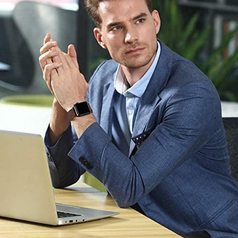 Vintage Leather Bands Compatible with Apple Watch Band 38mm 40mm 41mm 42mm 44mm 45mm 49mm,Genuine Leather Retro Strap Compatible for Men Women iWatch Ultra SE Series 8/7/6/5/4/3/2/1(Brown/Black)