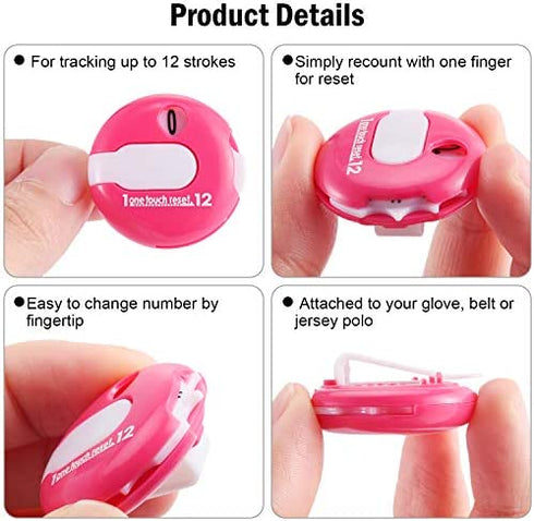 Frienda Golf Score Counter Mini Stroke Counter with One Touch Reset Handheld Score Counter Up to 12 Shots Score, 4 Pieces