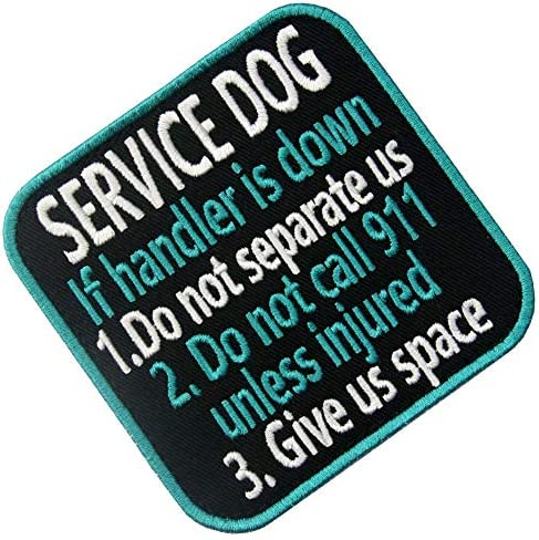 Service Dog If Handler is Down Vests/Harnesses Emblem Embroidered Fastener Hook & Loop Patch