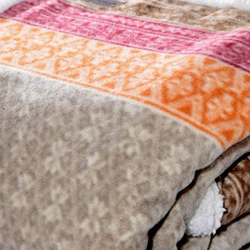 Eddie Bauer Home | Brushed Collection | Giftable Sherpa Fleece Reversible Throw, Ultra Soft & Cozy, Perfect for Bed or Couch, Fair Isle Khaki