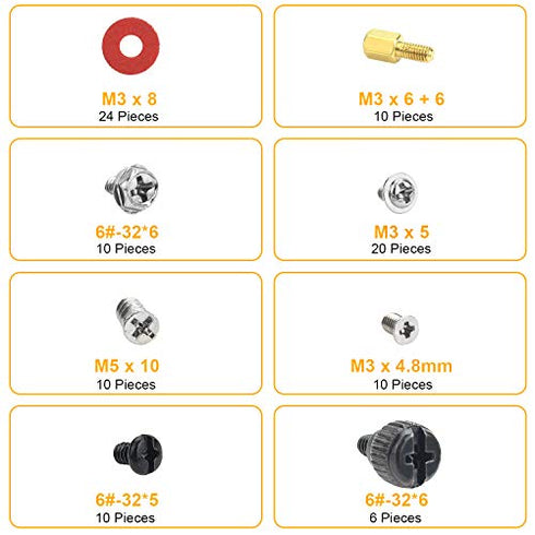Powlankou PC Computer Screws Standoffs Kit for Hard Drive Computer Case Motherboard Fan Power Graphics