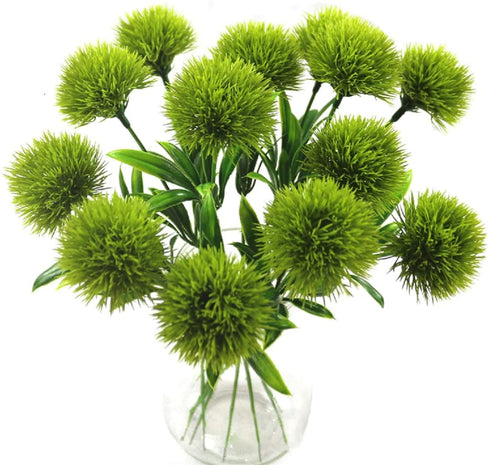 Yalulu 10 Pcs Dandelion Artificial Flowers Plants Bouquet Plastic Flower for Home Decoration/Wedding Decor (Green)