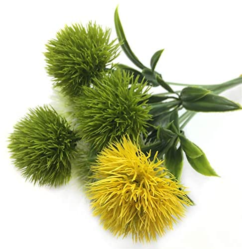Yalulu 10 Pcs Dandelion Artificial Flowers Plants Bouquet Plastic Flower for Home Decoration/Wedding Decor (Green)