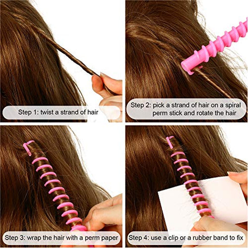 40 Pieces Spiral Hair Perm Rod Spiral Rod Plastic Long Barber Hairdressing Styling Curling Perm Rod Hair Rollers Salon Tools for Women Girls (5.98 x 0.47 Inch)