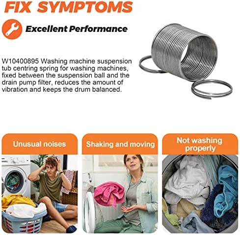 W10400895 Washer Suspension Tub Centering Spring by Beaquicy - Replacement for Ken-more Whirlpool Roper Crosley Washing Machine (4 Pack)