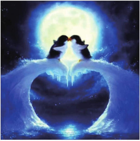 Heart Kiss Penguins Diamond Painting - PigBoss 5D Full Diamond Painting by Numbers - Kiss Penguins Crystal Diamond Dots Kits Art Decor Gift for Adults (11.8 x 11.8 inches)