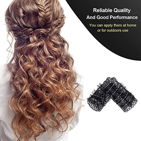 20 Pieces Hair Styling Brush Roller Hair Curler Roller Hair Mesh Roller and 20 Pieces Plastic Roller Picks for Women Girls Hair Styling (2.5 x 1.4 Inch,Black)
