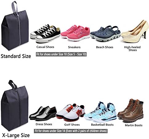 YAMIU Travel Shoe Bags Set of 2 Waterproof Nylon with Zipper for Men & Women (Black)