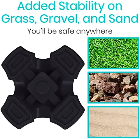 Vive Cane Tip - Quad Rubber Replacement Foot Pad for Walking Canes - Stable Four Point, Self Standing Quadruple Tripod Stand for Cane - Universal 4 Leg Attachment for Walking Stick (Black)