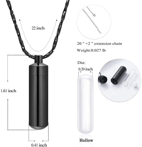 Imrsanl Cremation Jewelry for Ashes Pendant Urn Necklace Cylinder with Glass Vial Keepsake Ashes Memorial Jewelry