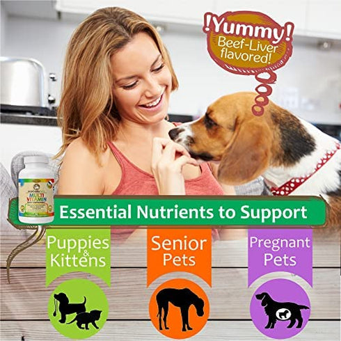 Multivitamin for Dogs and Cats. Prenatal Dog Vitamins, Minerals and Amino Acids. Senior Dog Vitamins and Supplements for dogs & cats. Puppy Vitamins for your dog allergy relief-Complete Dog Supplement