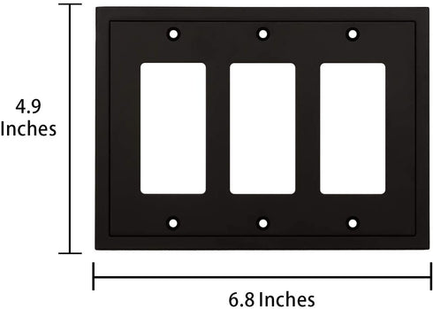 Modern Edge Decorative Wall Plate Switch Plate Outlet Cover, Durable Solid Zinc Alloy (Triple Decorator, Matte Black)