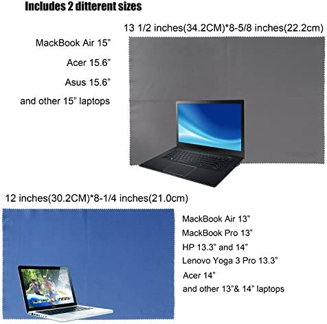 Large 4-Pack Microfiber Cleaning Cloth for Laptop, Computer Screen, Camera, Lens, Eyeglass, Phone, iPhone, iPad, Tablet, LCD TV and Other Delicate Surface(12x8.25, 13.5x8.63 Inches Blue and Grey)